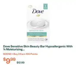 Voilà Dove Sensitive Skin Beauty Bar Hypoallergenic With ¼ Moisturizing Cream 106 g 6ct offer