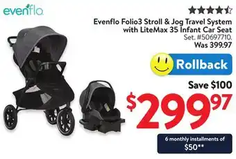 Walmart Evenflo Folio3 Stroll & Jog Travel System with LiteMax 35 Infant Car Seat offer