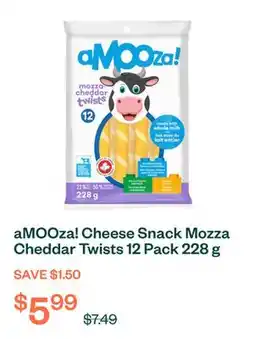 Voilà aMOOza! Cheese Snack Mozza Cheddar Twists 12 Pack 228 g offer