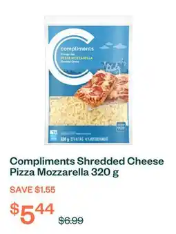 Voilà Compliments Shredded Cheese Pizza Mozzarella 320 g offer