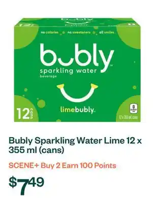 Voilà Bubly Sparkling Water Lime 12 x 355 ml (cans) offer