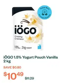 Voilà iÖGO 1.5% Yogurt Pouch Vanilla 2 kg offer