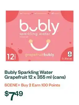 Voilà Bubly Sparkling Water Grapefruit 12 x 355 ml (cans) offer