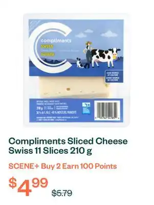 Voilà Compliments Sliced Cheese Swiss 11 Slices 210 g offer