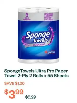 Voilà SpongeTowels Ultra Pro Paper Towel 2-Ply 2 Rolls x 55 Sheets offer