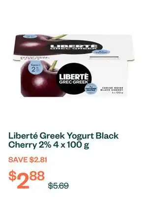 Voilà Liberté Greek Yogurt Black Cherry 2% 4 x 100 g offer