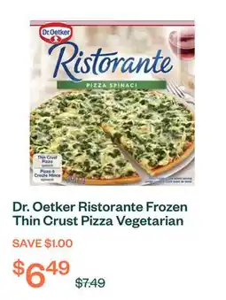 Voilà Dr. Oetker Ristorante Frozen Thin Crust Pizza Vegetarian Spinach 390 g offer