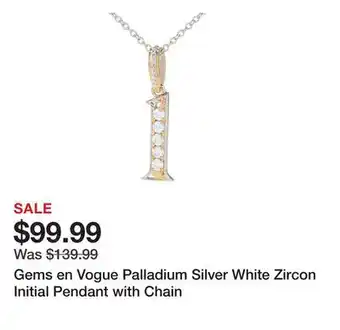 TSC Stores Gems en Vogue Palladium Silver White Zircon Initial Pendant with Chain offer