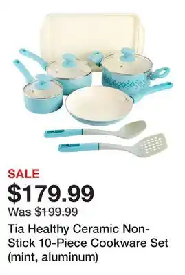 TSC Stores Tia Healthy Ceramic Non-Stick 10-Piece Cookware Set (mint, aluminum) offer