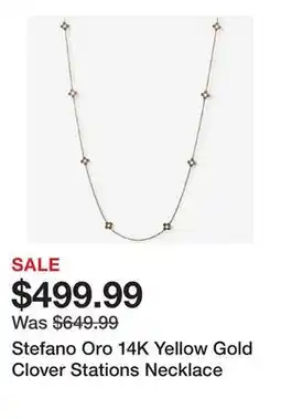 TSC Stores Stefano Oro 14K Yellow Gold Clover Stations Necklace offer