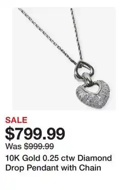 TSC Stores 10K Gold 0.25 ctw Diamond Drop Pendant with Chain offer