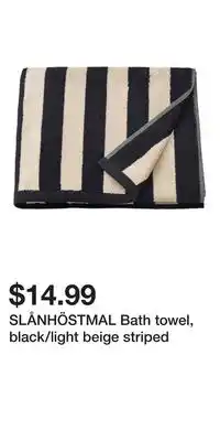 IKEA SLÅNHÖSTMAL Bath towel, black/light beige striped offer