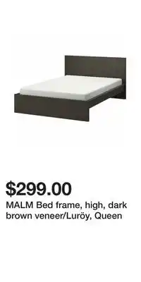 IKEA MALM Bed frame, high, dark brown veneer/Luröy, Queen offer