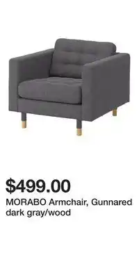 IKEA MORABO Armchair, Gunnared dark gray/wood offer