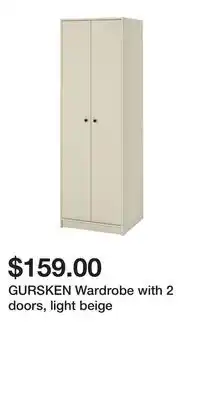 IKEA GURSKEN Wardrobe with 2 doors, light beige offer