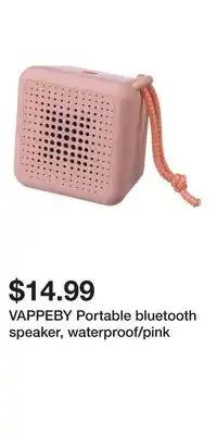 IKEA VAPPEBY Portable bluetooth speaker, waterproof/pink offer