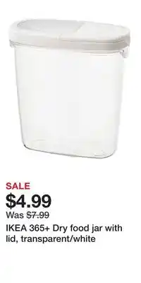 IKEA IKEA 365+ Dry food jar with lid, transparent/white offer