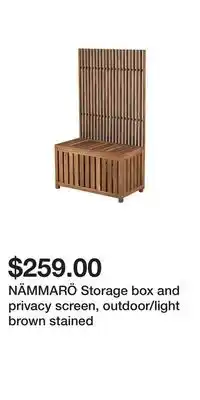 IKEA NÄMMARÖ Storage box and privacy screen, outdoor/light brown stained offer