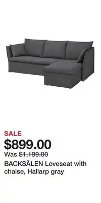 IKEA BACKSÄLEN Loveseat with chaise, Hallarp gray offer