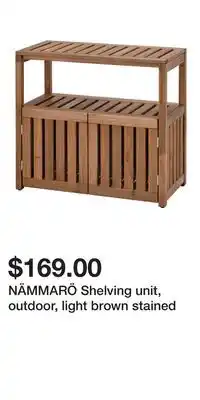 IKEA NÄMMARÖ Shelving unit, outdoor, light brown stained offer