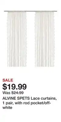 IKEA ALVINE SPETS Lace curtains, 1 pair, with rod pocket/off-white offer