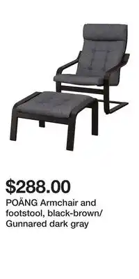 IKEA POÄNG Armchair and footstool, black-brown/Gunnared dark gray offer