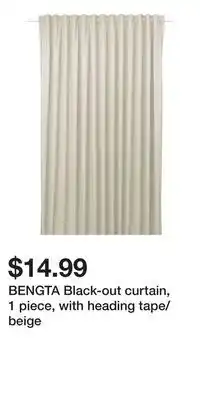 IKEA BENGTA Black-out curtain, 1 piece, with heading tape/beige offer