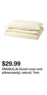 IKEA ÄNGSLILJA Duvet cover and pillowcase(s), natural, Twin offer