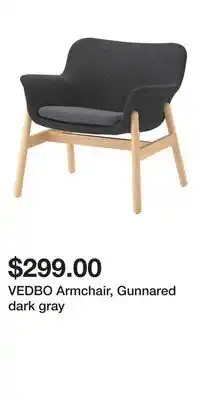 IKEA VEDBO Armchair, Gunnared dark gray offer