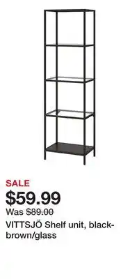 IKEA VITTSJÖ Shelf unit, black-brown/glass offer