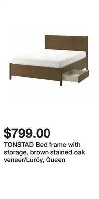 IKEA TONSTAD Bed frame with storage, brown stained oak veneer/Luröy, Queen offer