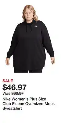 Sport Chek Nike Women's Plus Size Club Fleece Oversized Mock Sweatshirt offer