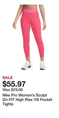 Sport Chek Nike Pro Women's Sculpt Dri-FIT High Rise 7/8 Pocket Tights offer