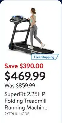 Walmart SuperFit 2.25HP Folding Treadmill Running Machine offer