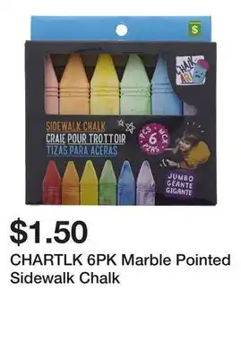 Dollarama CHARTLK 6PK Marble Pointed Sidewalk Chalk offer