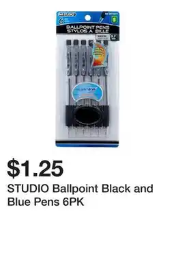 Dollarama STUDIO Ballpoint Black and Blue Pens 6PK offer