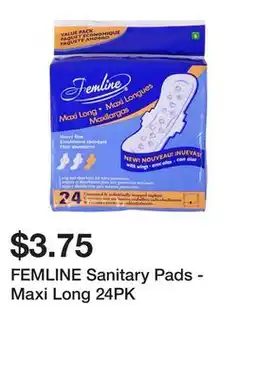 Dollarama FEMLINE Sanitary Pads - Maxi Long 24PK offer