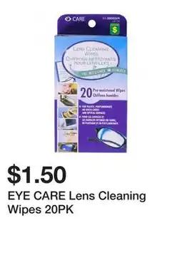 Dollarama EYE CARE Lens Cleaning Wipes 20PK offer