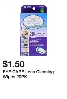 Dollarama EYE CARE Lens Cleaning Wipes 20PK offer