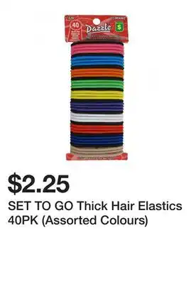 Dollarama SET TO GO Thick Hair Elastics 40PK (Assorted Colours) offer