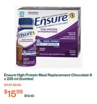 Voilà Ensure High Protein Meal Replacement Chocolate 6 x 235 ml (bottles) offer