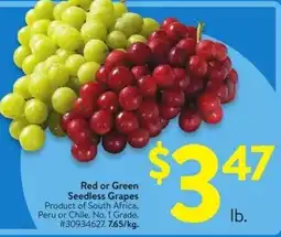 Walmart Red or Green Seedless Grapes offer