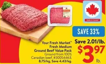 Walmart Your Fresh Market Fresh Medium Ground Beef Value Pack offer