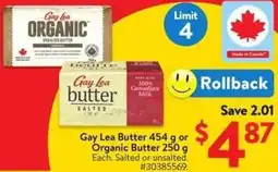 Walmart Gay Lea Butter or Organic Butter offer