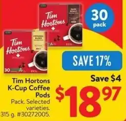 Walmart Tim Hortons K-Cup Coffee Pods offer