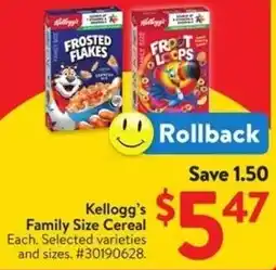 Walmart Kellogg's Family Size Cereal offer