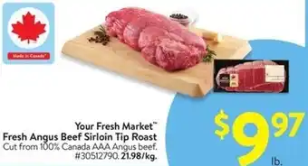 Walmart Your Fresh Market Fresh Angus Beef Sirloin Tip Roast offer