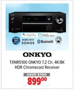 2001 Audio Video TXNR5100 ONKYO 7.2 Ch. 4K/8K HDR Chromecast Receiver offer