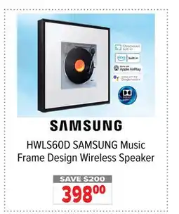 2001 Audio Video SAMSUNG HWLS60D Music Frame Design Wireless Speaker offer