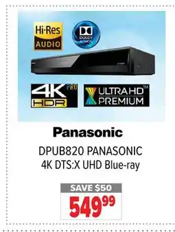 2001 Audio Video DPUB820 PANASONIC 4K DTS:X UHD Blue-ray offer